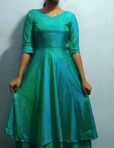 Peacock 🦚 Blue Double Layered Flair Dress