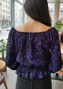 Michael Kors  peplum Purple Print Top