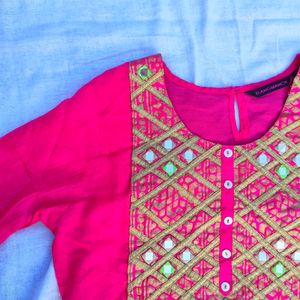 Rangmanch Pink Mirror Work Kurti