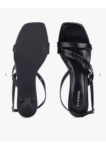 Black Studded Kitten Heel Sandals