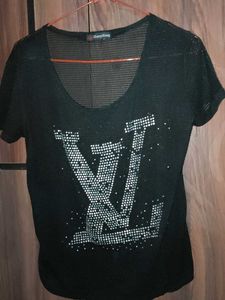 Black Rhinestone Embellished Top