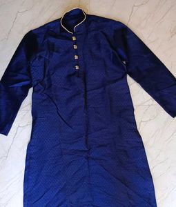 Men's Blue Kurta &amp; White Bottom Set