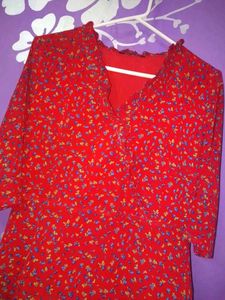 Red Floral Print Maxi Dress