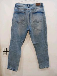 Stylish Ribbed Blue Jeans