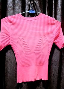 Pink Ribbed Knit Top