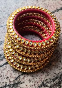 Elegant Red & Gold Bangle Set