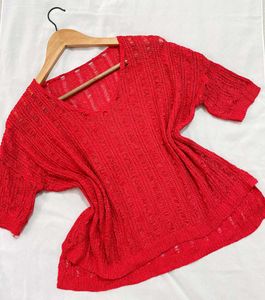 Pinterest Oversized Red Knit Top D