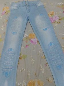 Embroidered Light Wash Jeans
