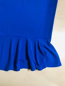 Royal Blue Bodycon Dress With Ruffle