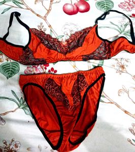 Orange Lace Lingerie Set