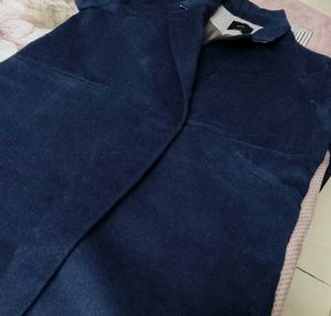 Women Elegant Navy Blue Overcoat