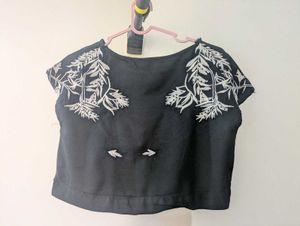 Midnight Bloom Embroidered Crop Top&#34;
