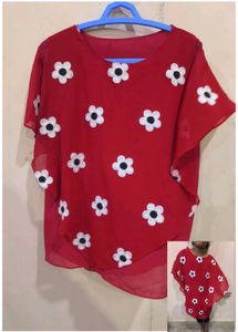 Red flora top for girls