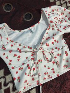 Floral Tie-Front Crop Top