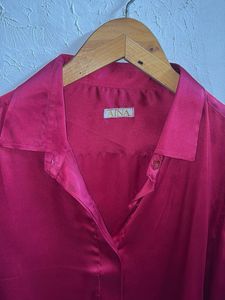 Burgundy Satin Shirt