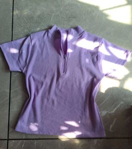 Lavender Zip-Up Short Sleeve Top