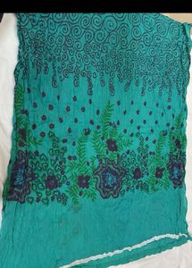 Green floral print jaipuri cotton dupatta