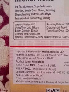 UNIX MC3 Wireless Microphone