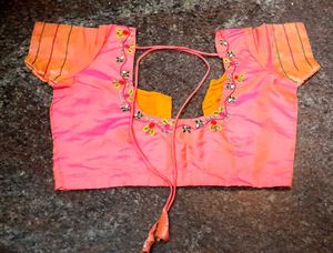New Dual Shade Silk Blouse Embroidery Work