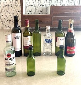 9 Empty Alcohol Bottles