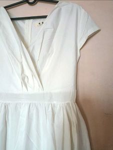 Korean Pure White Classic Midi Dress