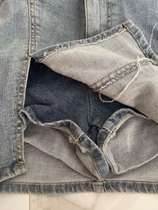 Denim Mini Skirt with Slit