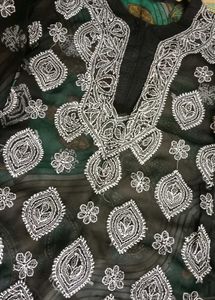 Black &amp; White Embroidered Kurti
