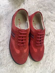 Red Suede Platform Sneakers