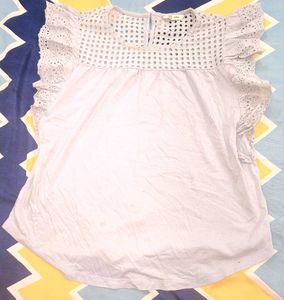 Eyelet Ruffle Sleeve Top