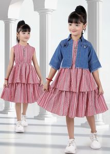 Cute Girls&#39; Dress &amp; Denim Jacket Set