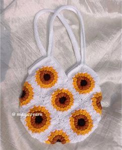 Crochet Sunflower Hand Bag