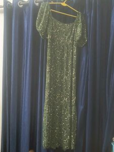 Olive Green Floral Maxi Dress