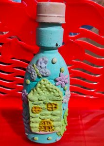 Handmade Clay Bottle With Paper Flower Vase Combo