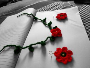 Handmade Crochet Poppy Jewelry Set