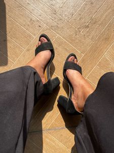 Used Black Open Block Heels 🩶