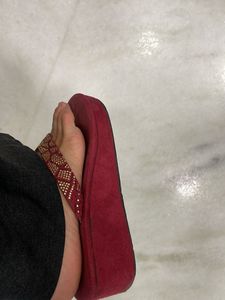 Golden Swaroski Detail, Red  Platform Heels