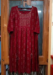 Red Paisley Print Naira Cut Kurti