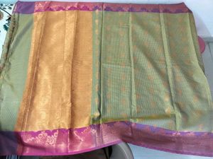 Elegant Green &amp; Pink Saree