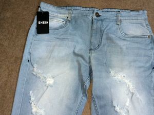 Shein Full Length Heavy Distress Skinny Jeans