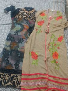 2 Kurti Embroidered Beautiful Golden And Fulkari