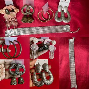 Earings and Silver Neck Choker