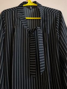 Striped Tie Neck Top