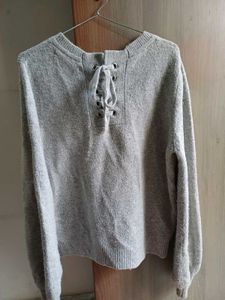 Grey Graphic Print Pullover