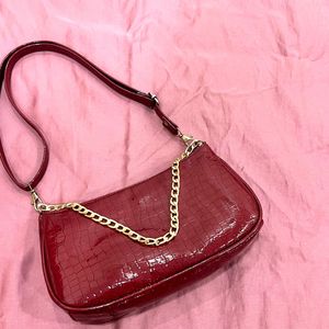 cherry red shoulder purse
