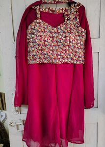 😍Crop top plazzo dupatta set indo western