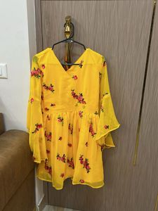 Yellow Floral Top/short Dress