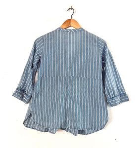 Blue Printed Short Kurti Style Top (Women)