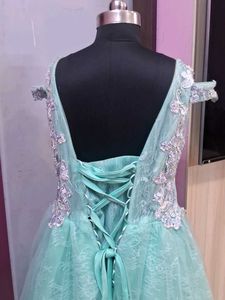 Elegant Aqua Embellished Gown