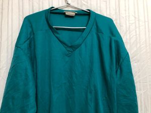 Okay V Neck Sea Green T Shirt