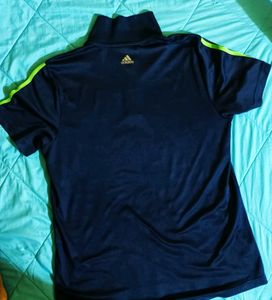 Adidas Navy & Neon Green Athletic Polo